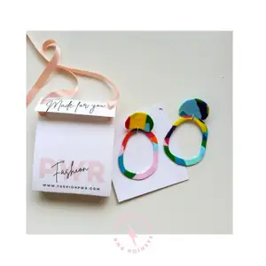 This vibrant handmade earring is ready to go and have some fun!  It comes packed in a cute eco-friendly box with satin ribbon. Specialy made for you!  At fashion PWR we avoid overproduction, this is an unique piece, only one pair available.  Size: 10x6cm, 12gr. Material: Polymer clay