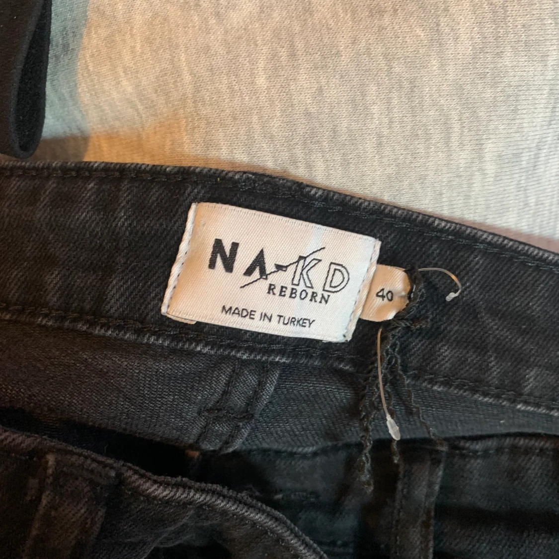 Ekologiska slitna jeans med hög midja  - 91