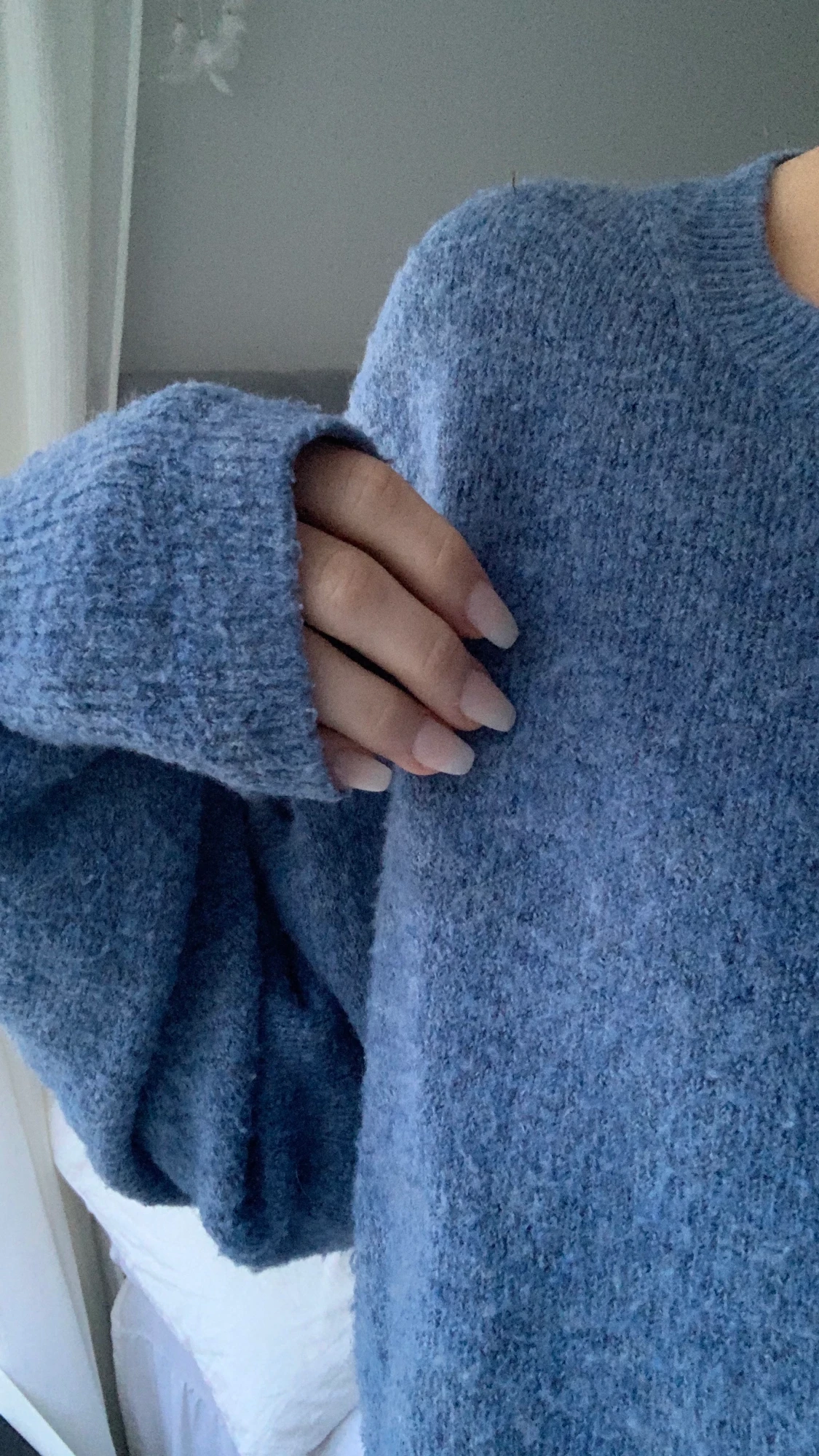 Blå stickad tröja - 90