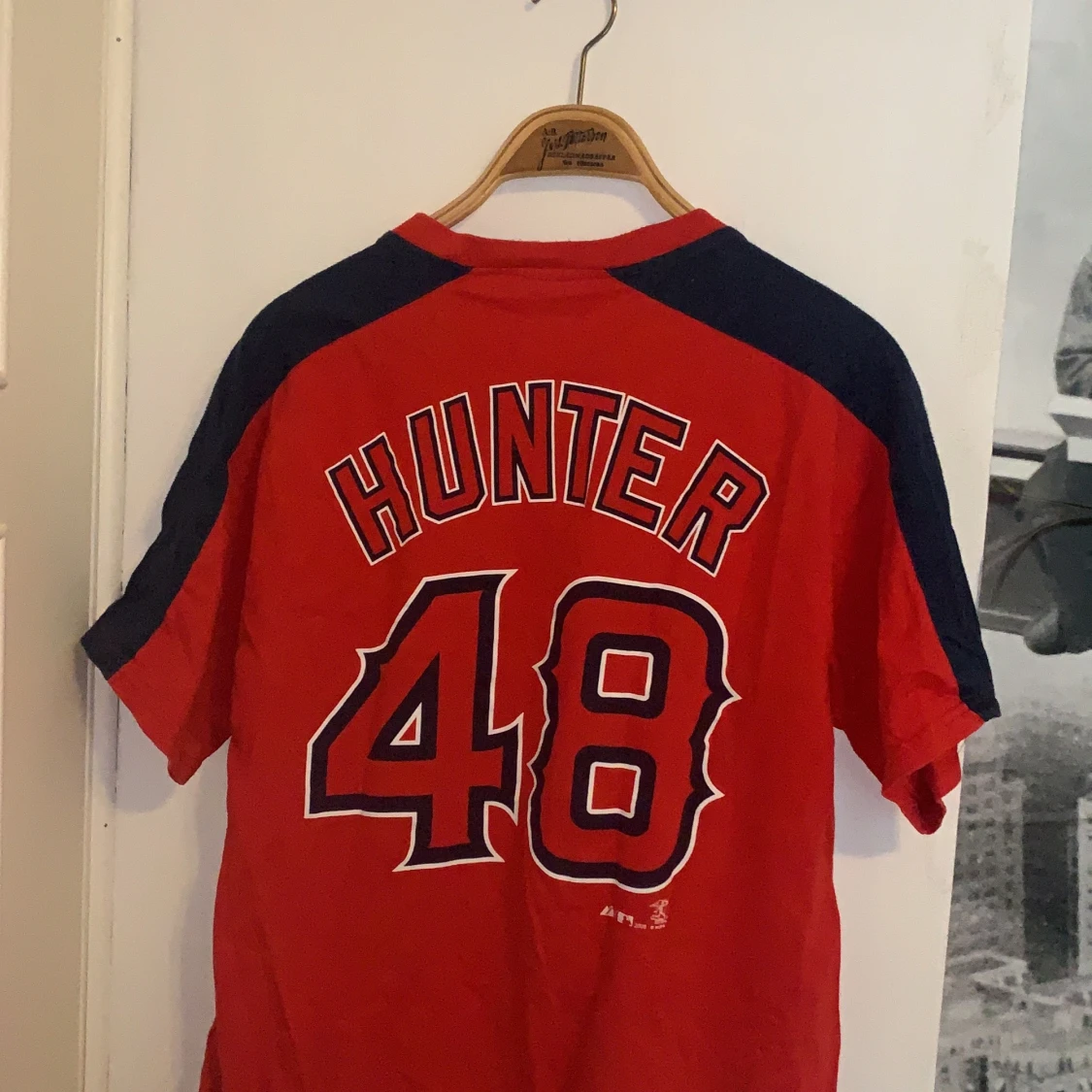 Röd college tröja strl S  - 91