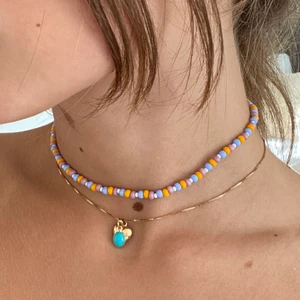 Pärlhalsband - Hållbart snyggt färgglatt halsband!!