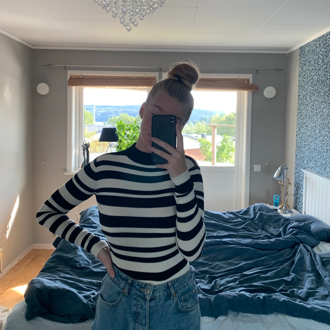 Pull&bear, randig croptop, strl s