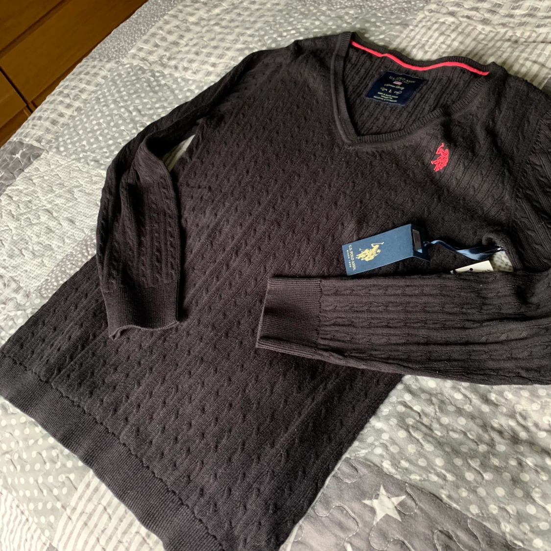 Svart stickad tröja från us polo St L