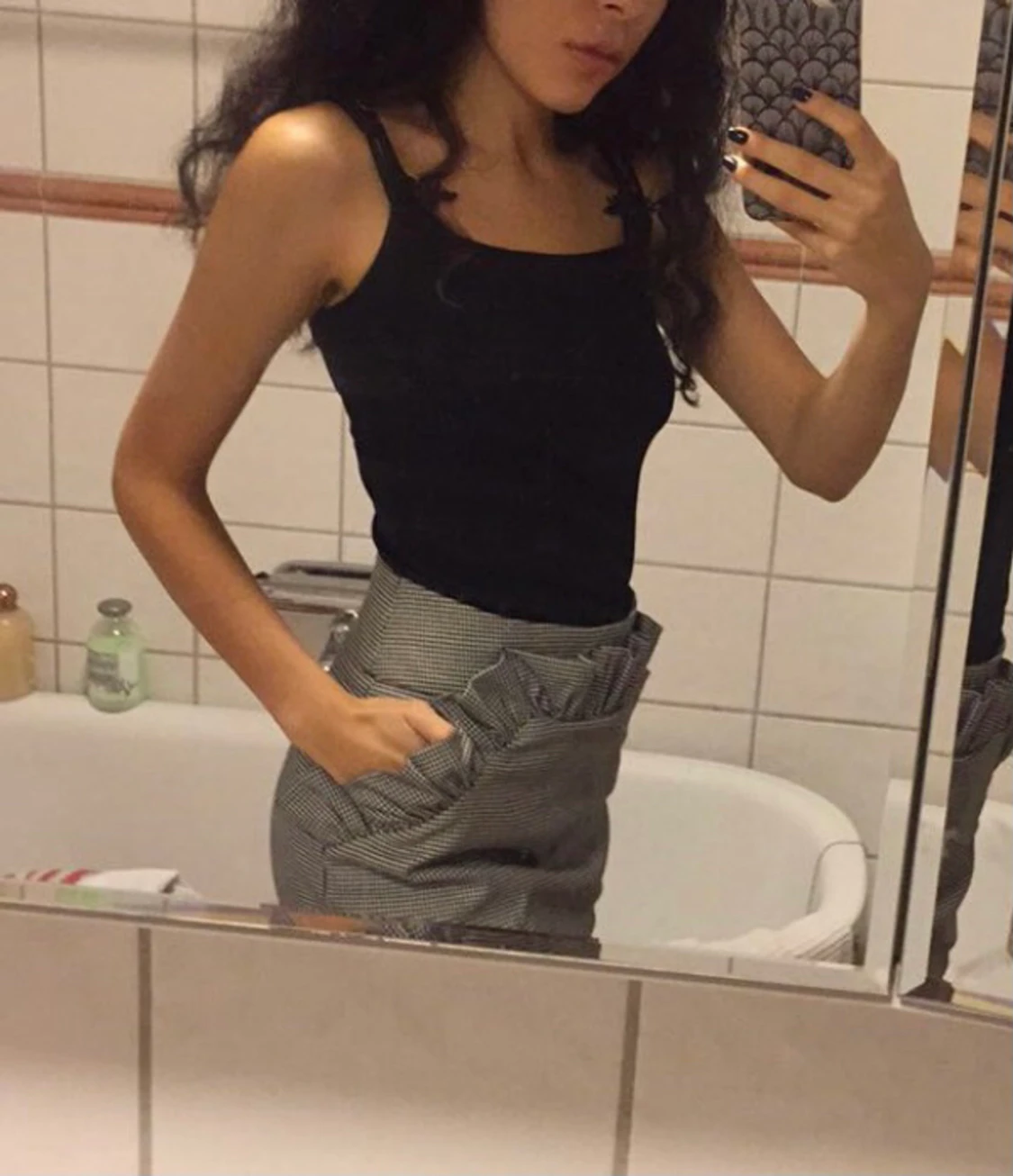 Rutig kort kjol H&M 34 - 90