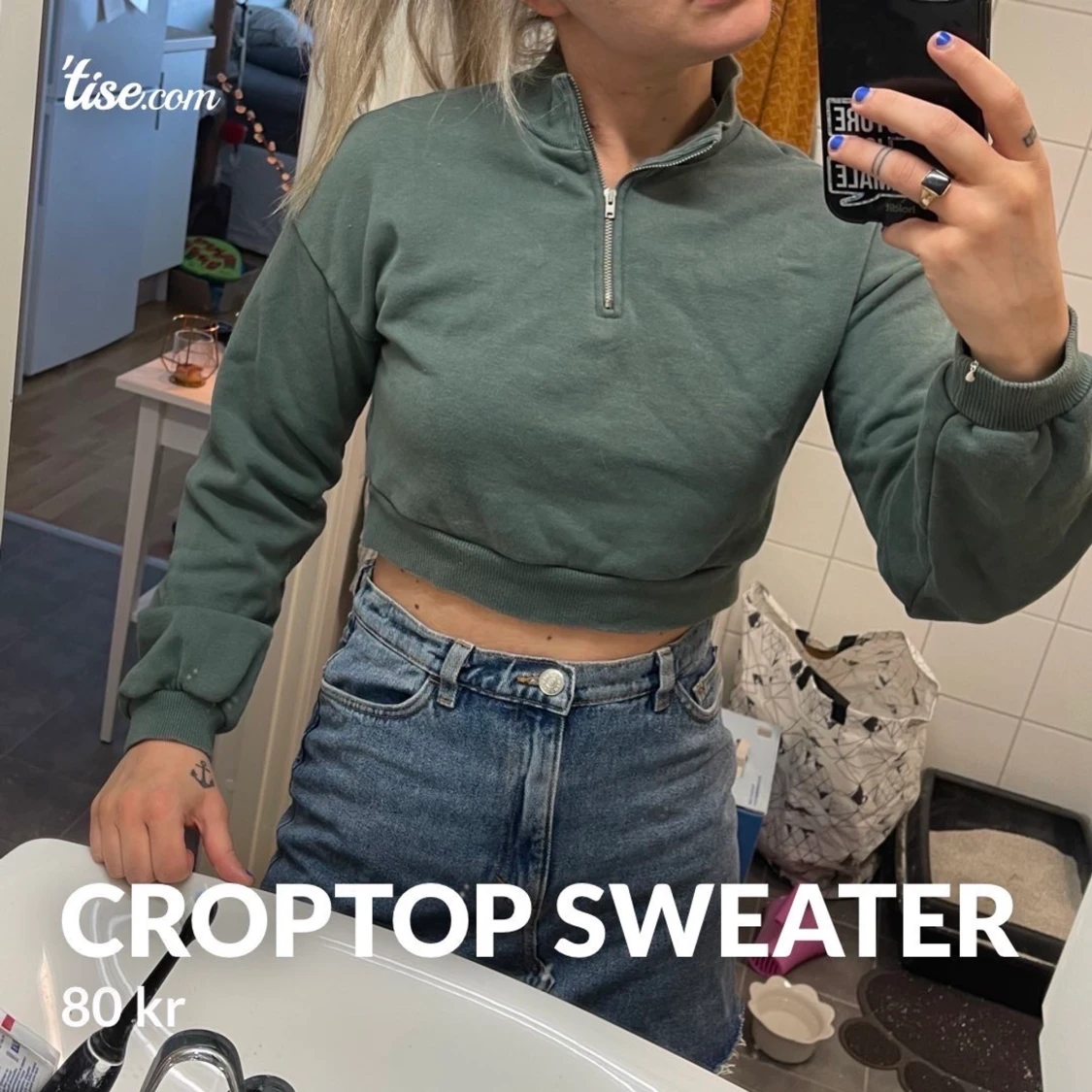 Grön croppad sweater