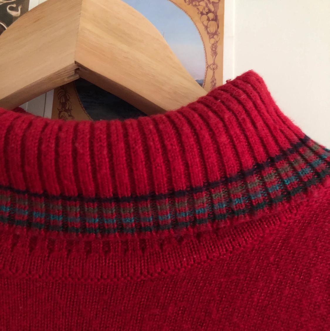 Röd ull tröja - 90