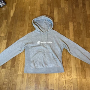 Champion hoodie  - En grå champion hoddie som är i bra skick men har några hål i ärmarna. Säljer den billigt pga hålen. 