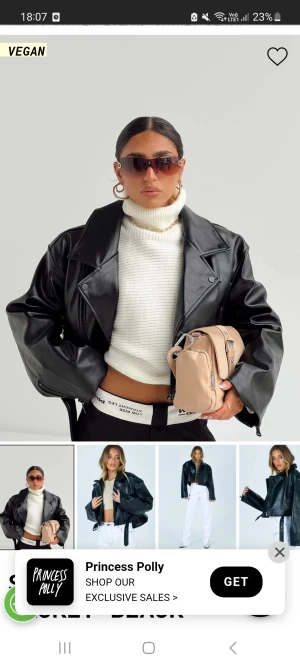 Princesspolly skinnjacka  - SÄLJER denna helt ny och oanvänd princess polly jackan i storlek xxs men den är ganska oversize och passar xxs - s/m. Säljer den då jag är väligt petite och jackan passade inte mig. Köpt för 979 kr (kan vissa kvitto på köpet) men säljer den för 699 kr❣️