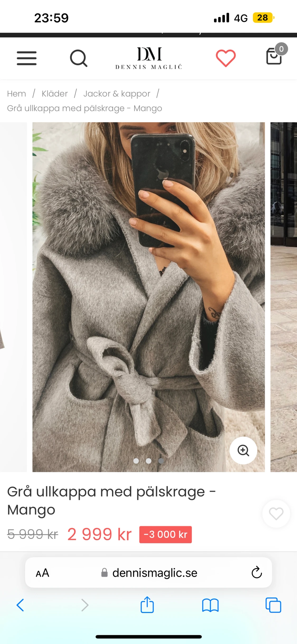 Höstkappa med äkta päls