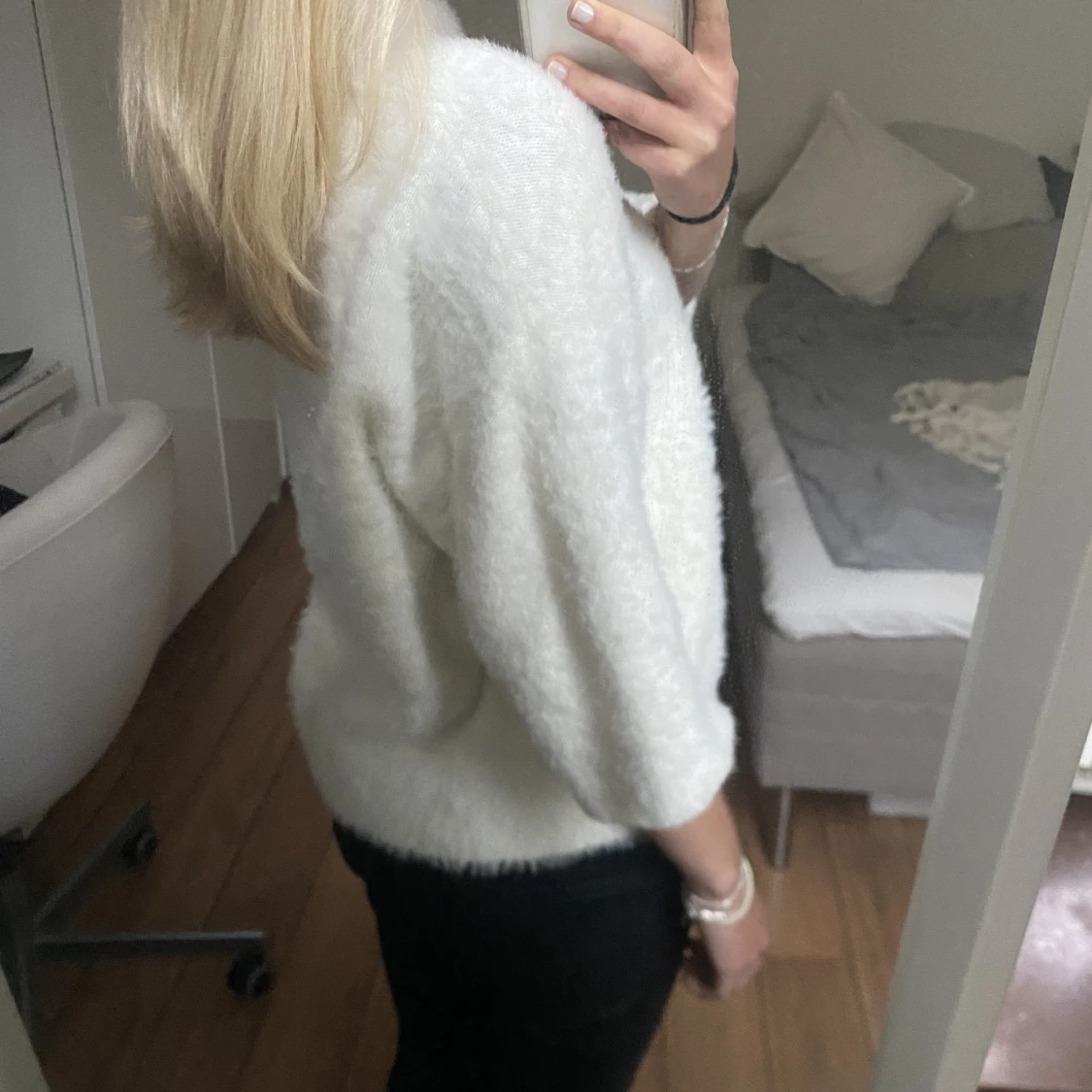 Stickad kortärmad tröja  - 90