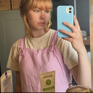 Klänning  - Jättehäftig klänning jag köpt secondhand. Den sitter löst och är ganska kort på mig som är 165 och har storlek S. Fint skick.