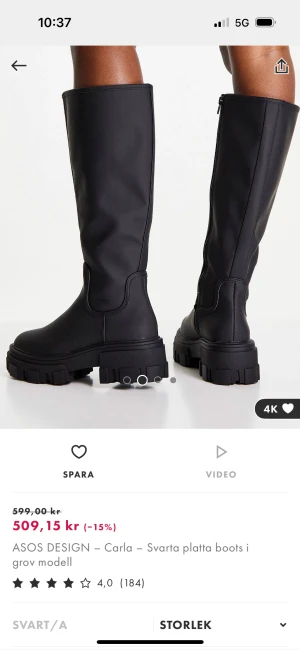 Svarta boots - Snygga svarta boots från Asos. Storlek 37. Använda 2 gånger, så som nya! Köpta för 500kr. Priset är inte inklusive frakt.