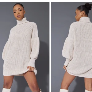 Stickad klänning - Säljer denna supermysiga stickade klänning ifrån pretty little thing då den inte satt som jag ville på mig! Perfekt nu till vintern med ett par leggings och boots 😍 Köpt för 500 kr säljer för 400 då den är helt oanvänd. 🤍🤍🤍🤍