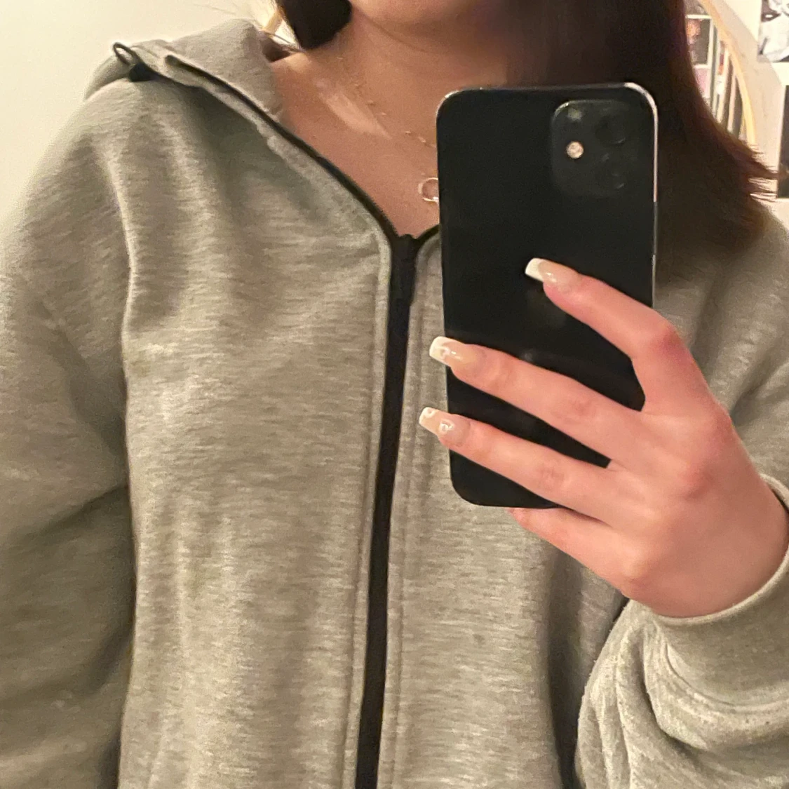 Oversized grå zip up hoodie