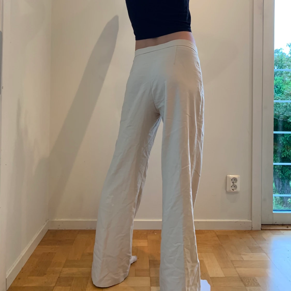 Beiga lågmidjade kostymbyxor - 90