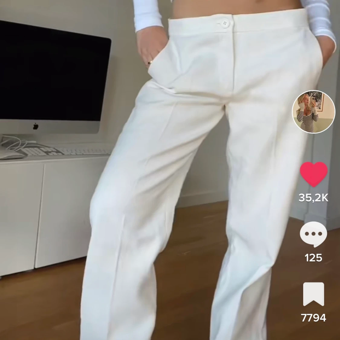 Lågmidjade linnekostymbyxor - 90