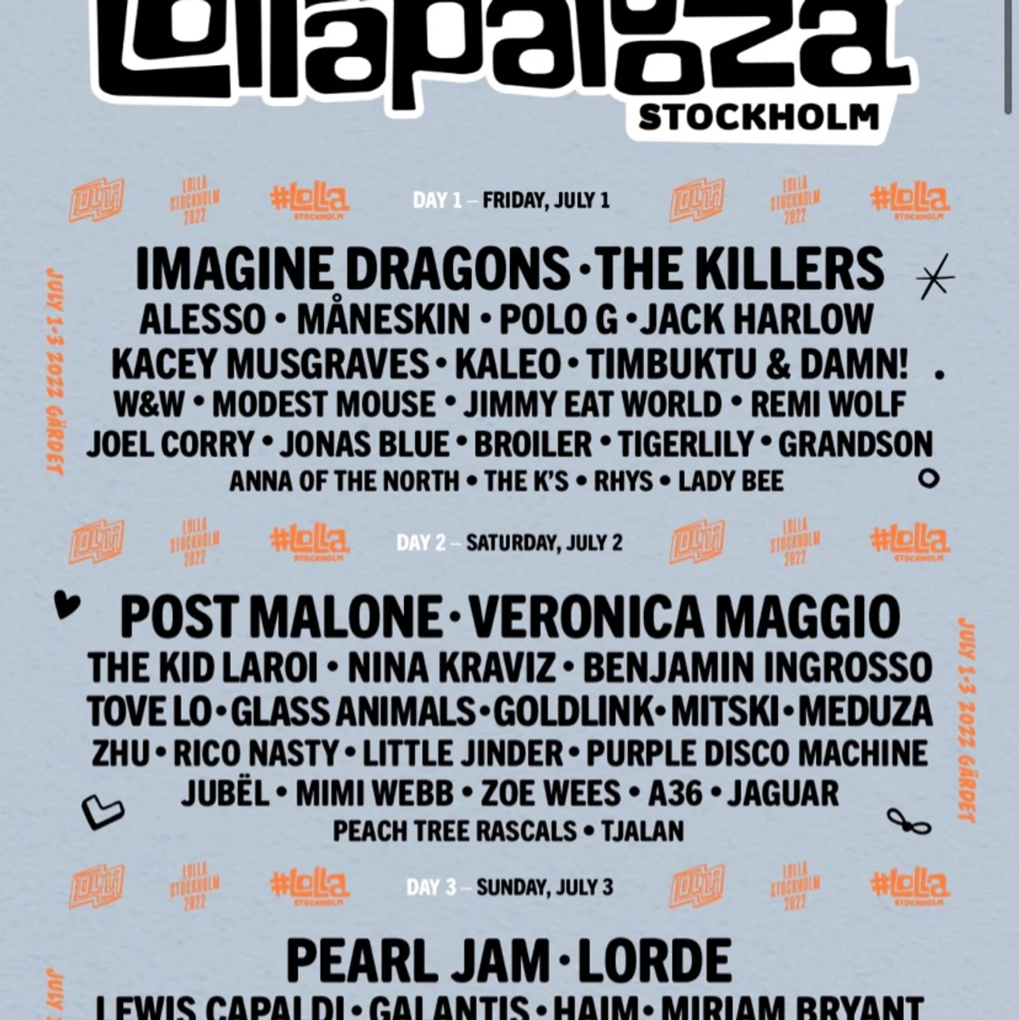 Lollapalooza 3-dagarsbiljett