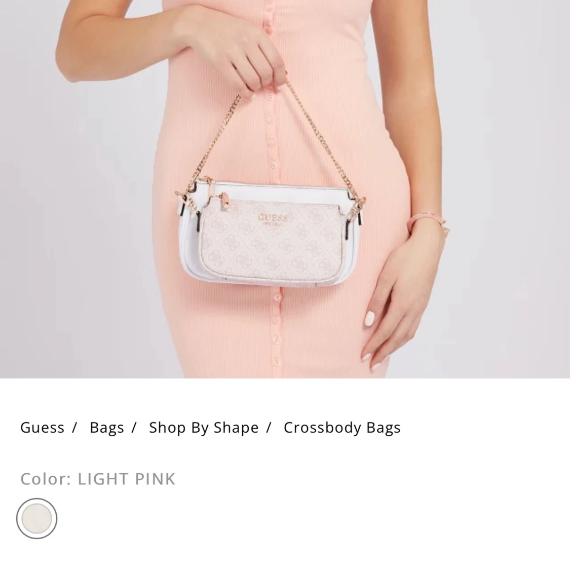 Guess mika crossbody pouch vit rosa väska ny  - 90