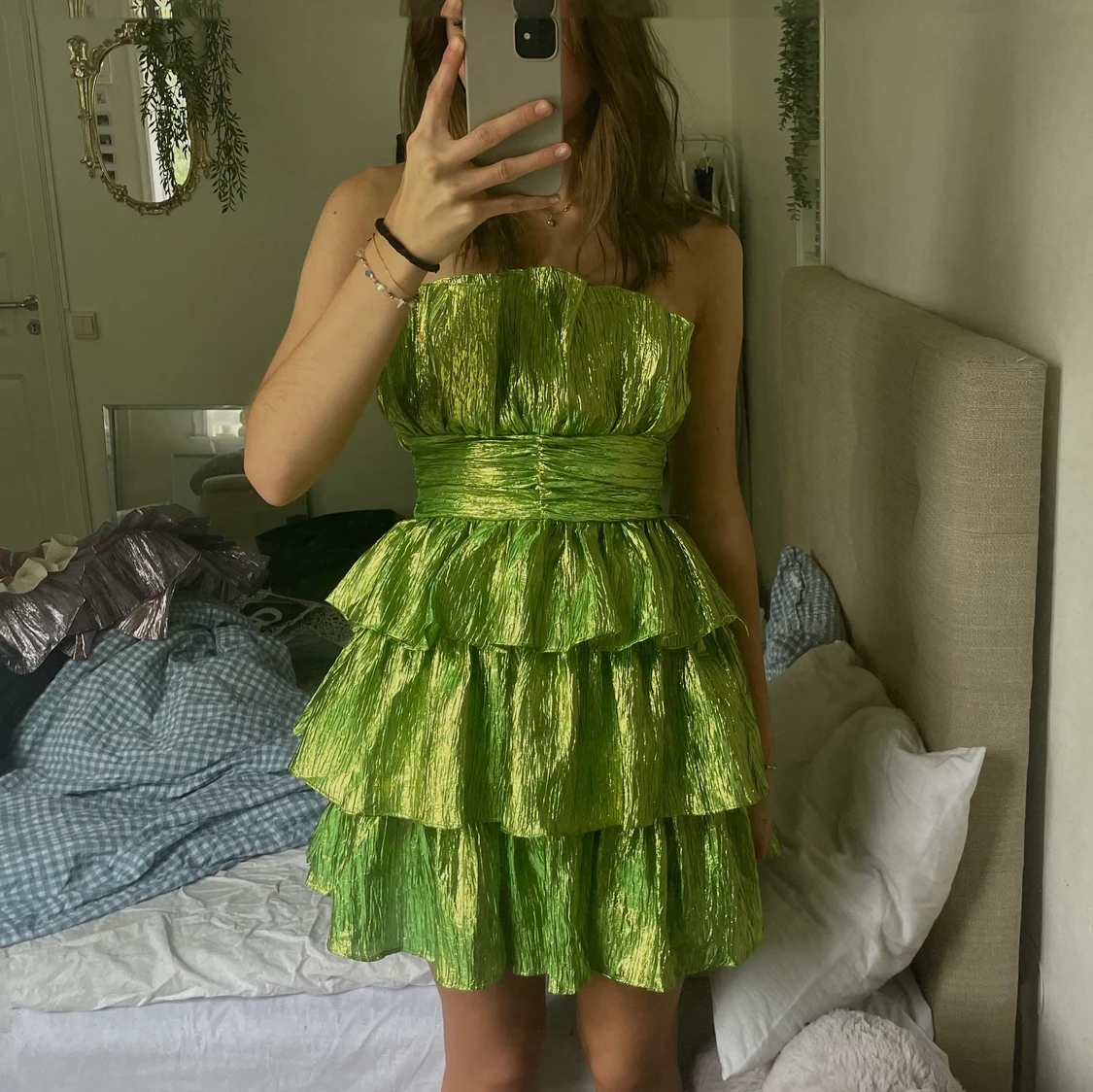 Grön metallisk klänning - 90