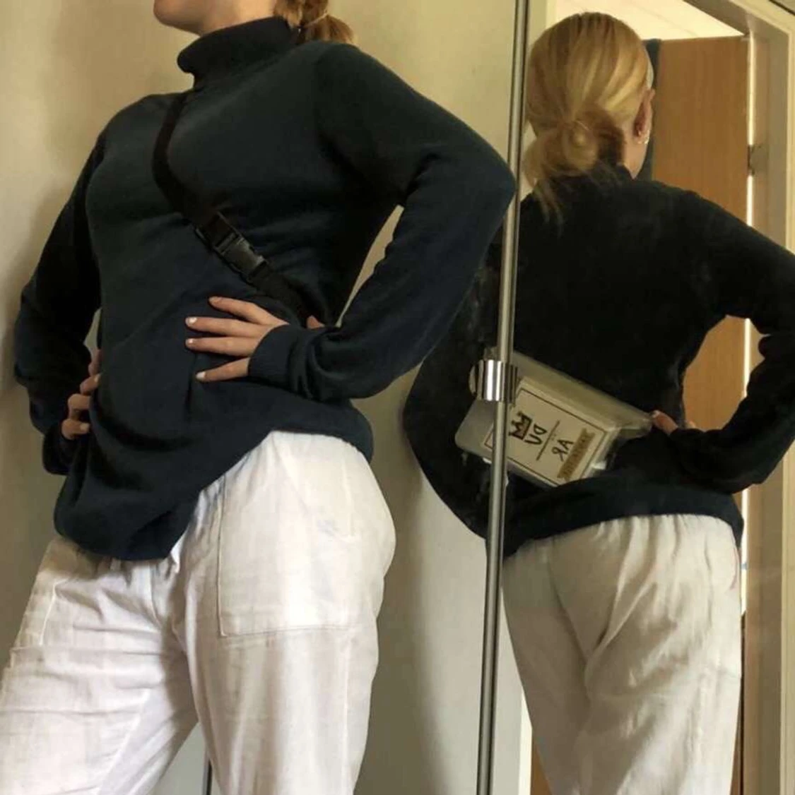 Grönblå tröjklänning - 90