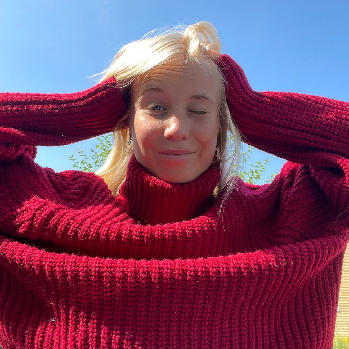 Stickad tröja med polokrage - 91