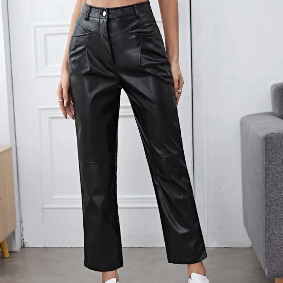 Läderbyxor svarta strl S