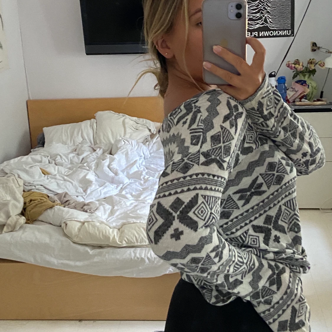 Tunn långärmad tröja i print - 90