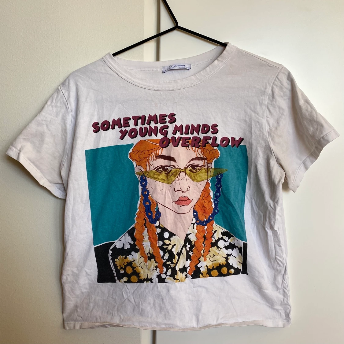 Vit T-shirt med tryck  - 90