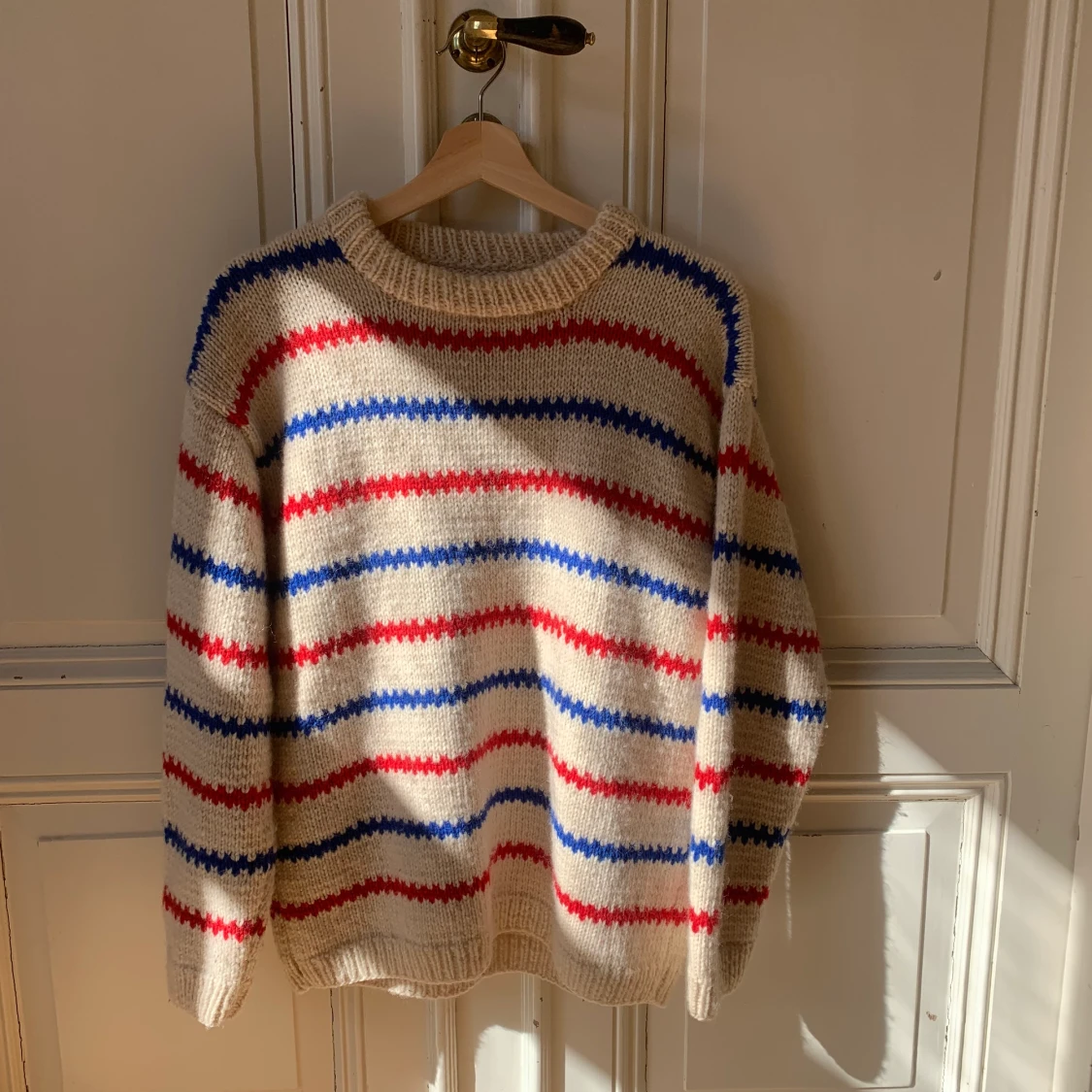 Stickad tröja ull vintage Norge randig