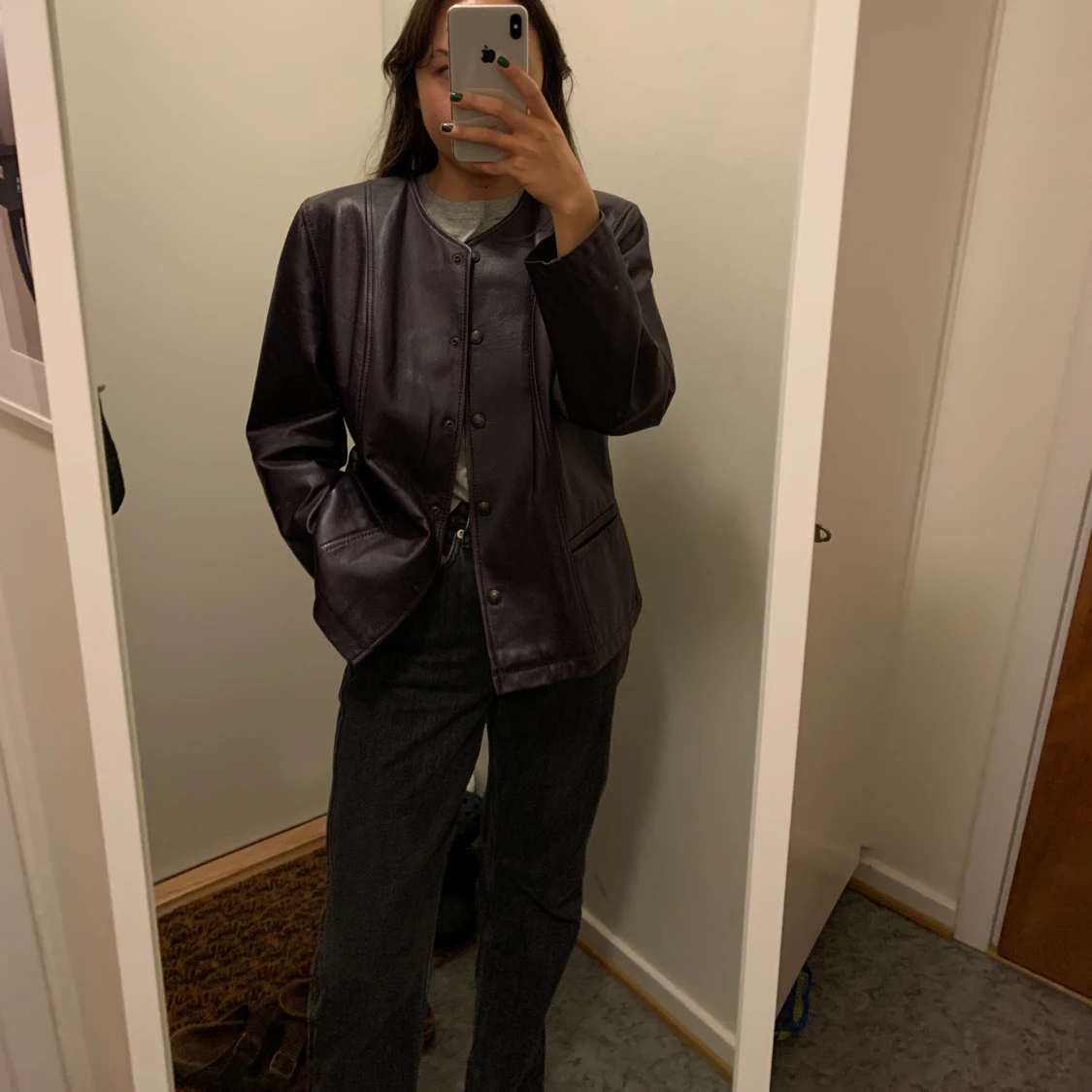 Läder jacka 