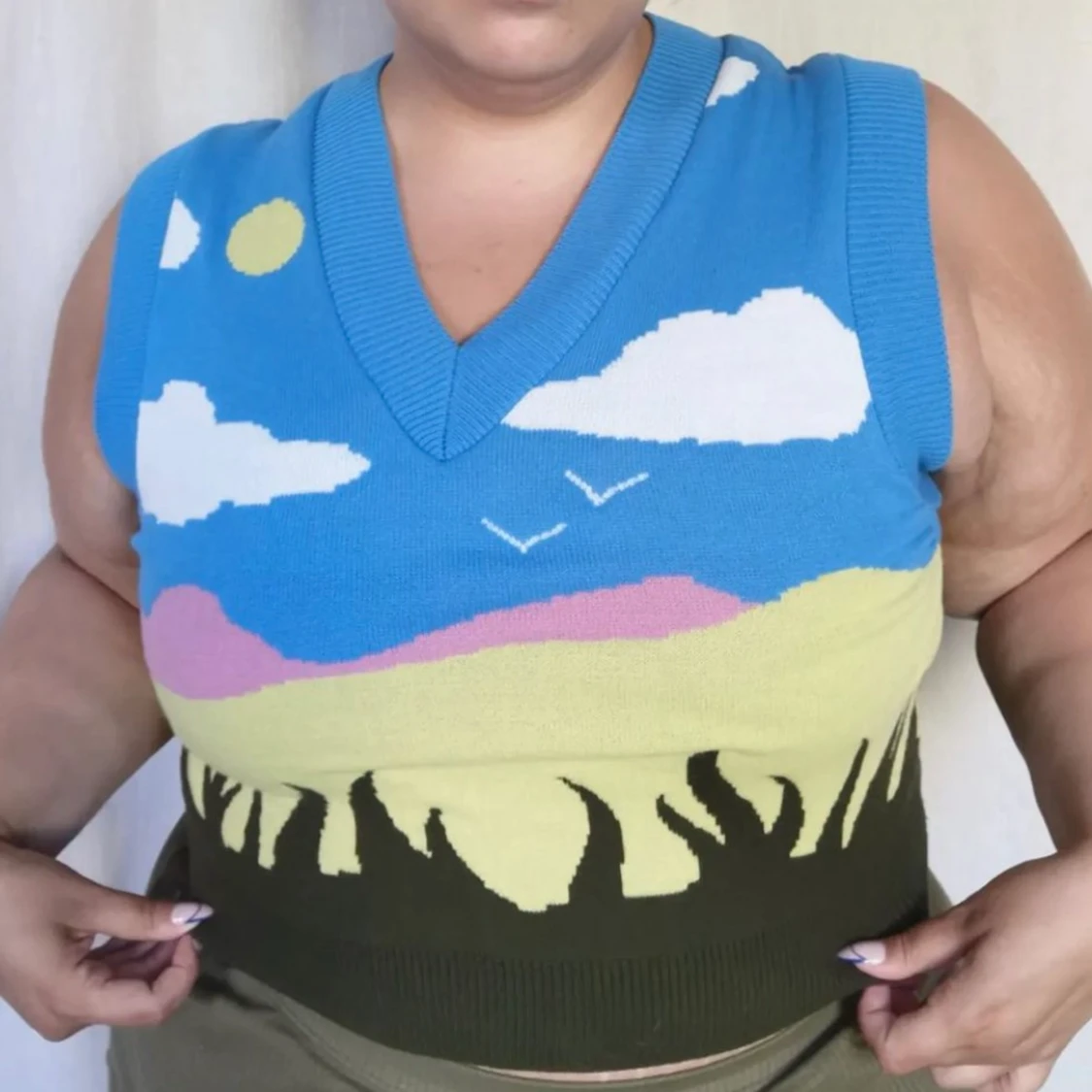 Stickad väst med motiv  - 90
