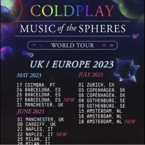 Coldplay  - Hej, intrssekoll på 3st Coldplaybiljetter som jag tänkte sälja, STÅPLATSER, biljetterna är för den 8:e Juli 2023 🎉🎶Biljetterna kostar 1000kr styck :)