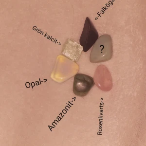 Kristaller - I annonsen så står det fel den ljus gröna är amazoniten men den mörka e okänd men gissar på grön opal eller liknade 