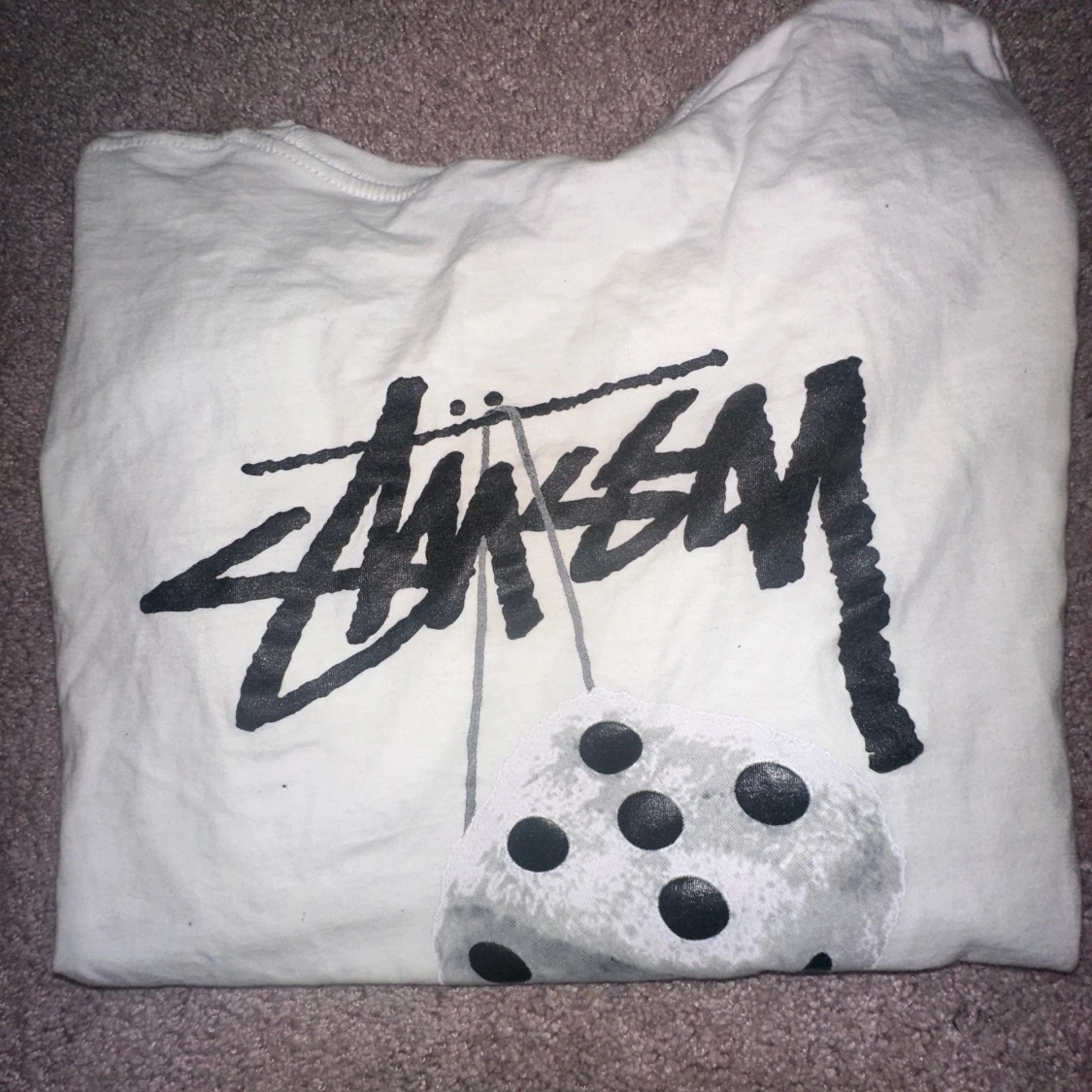Vit Stüssy t-shirt med tärningsprint - 3