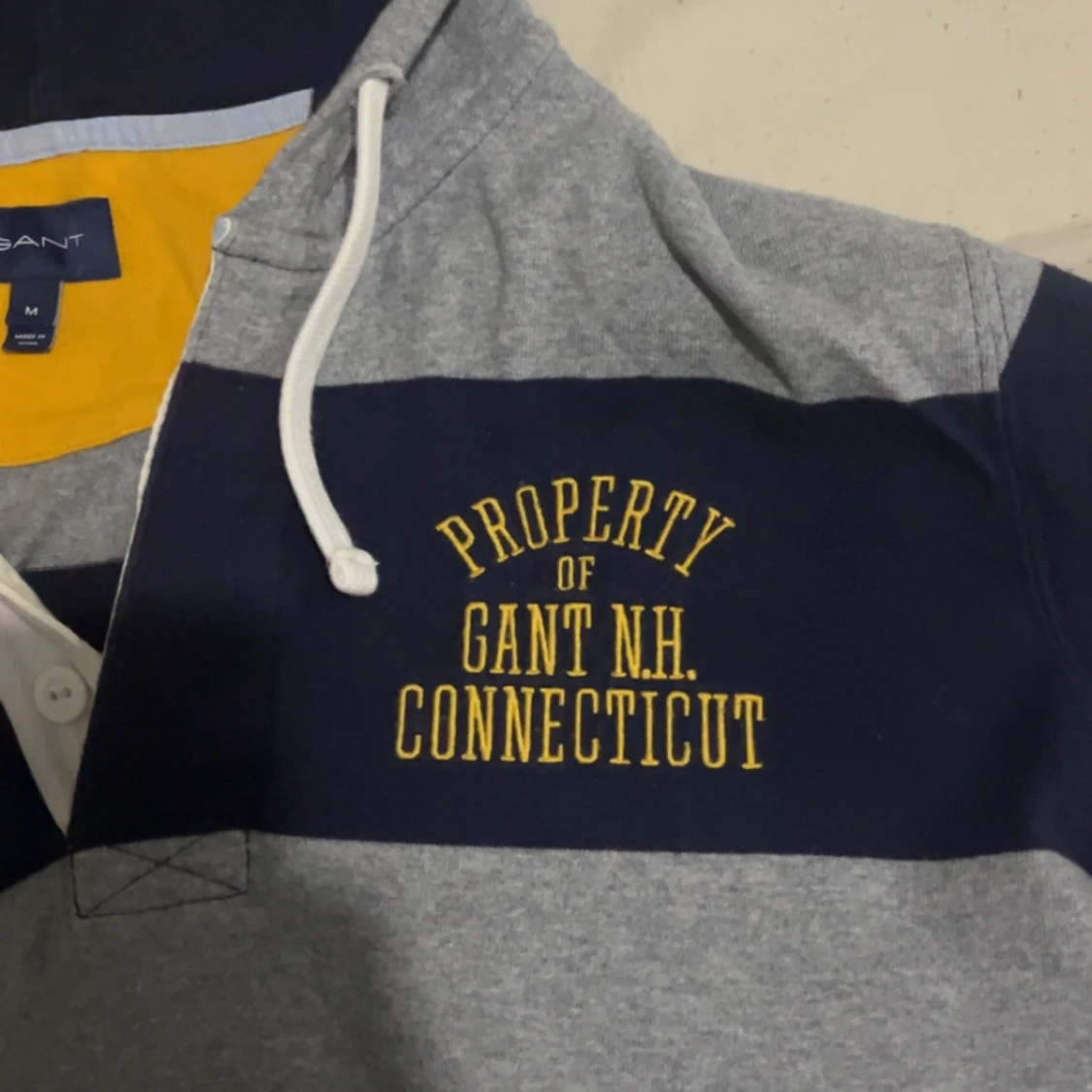 Randig hoodie från Gant i marinblått och grått - 2