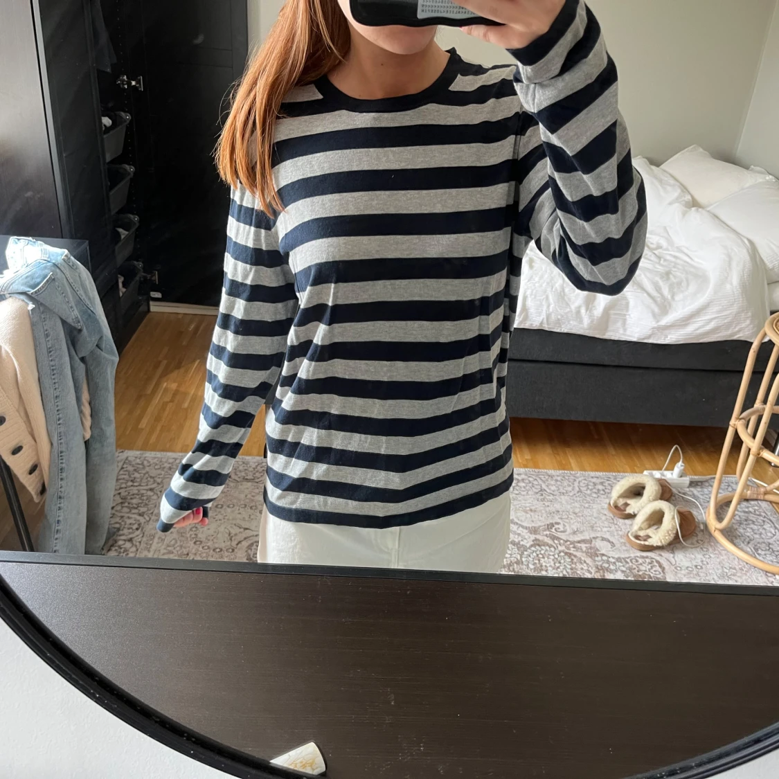 Finstickad randig tröja 