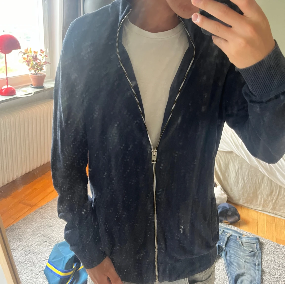 Mörkblå fullzip från jack and jones