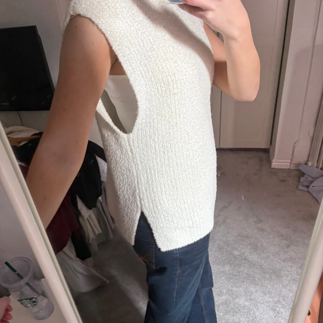 Vit ärmlös stickad topp från Zara - 2