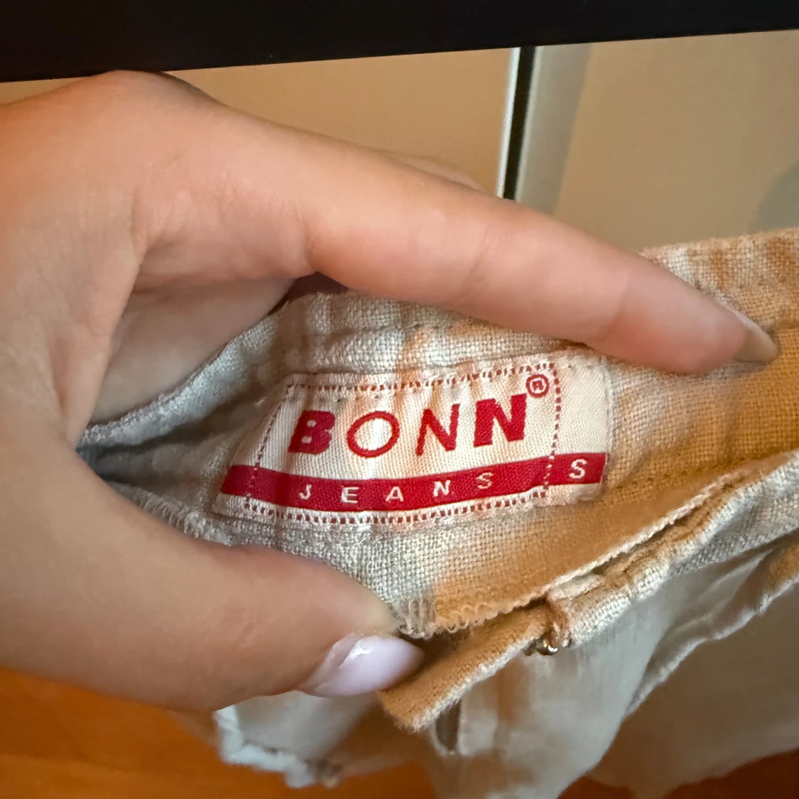 Beigea linnebyxor S - 2