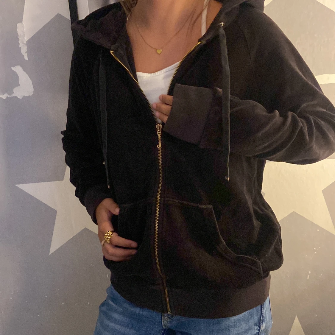 Svart sip-up hoodie Juicy Couture S