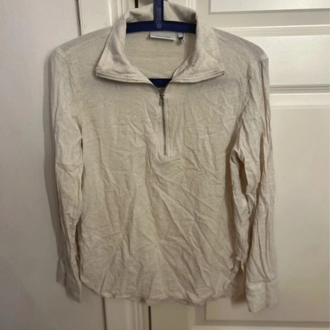Beige långärmad tröja med half zip