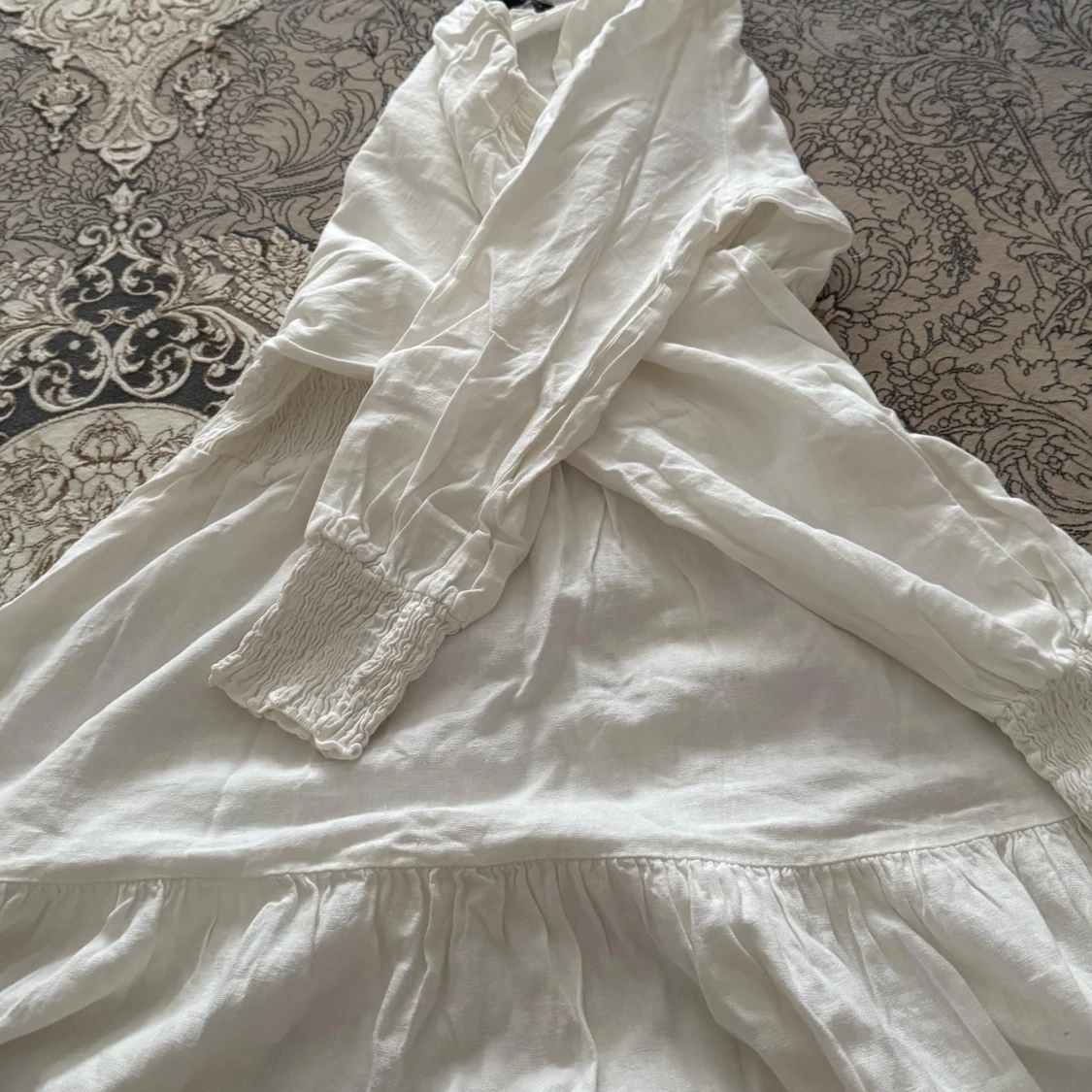 Vit kortklänning från Zara i linne - 1