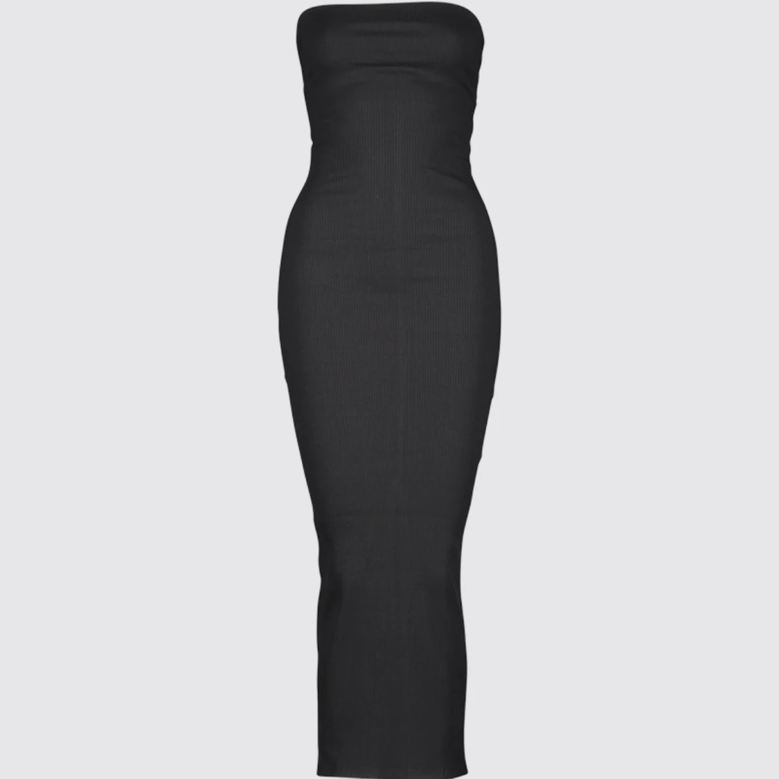 Svart axelbandslös långklänning - 2