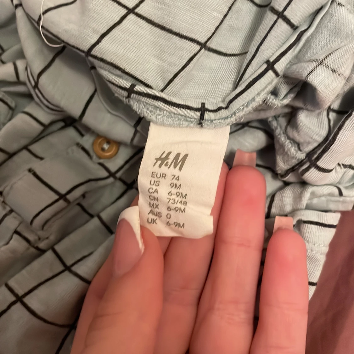Rutig byxdress från H&M, strl 74 - 2