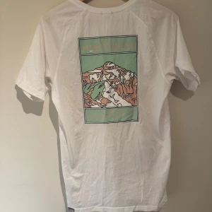 Vit t-shirt från The North Face med Mount Everest-tryck - Säljer en vit t-shirt från The North Face med ett coolt Mount Everest-tryck på baksidan. T-shirten är oversized med en längre passform💕