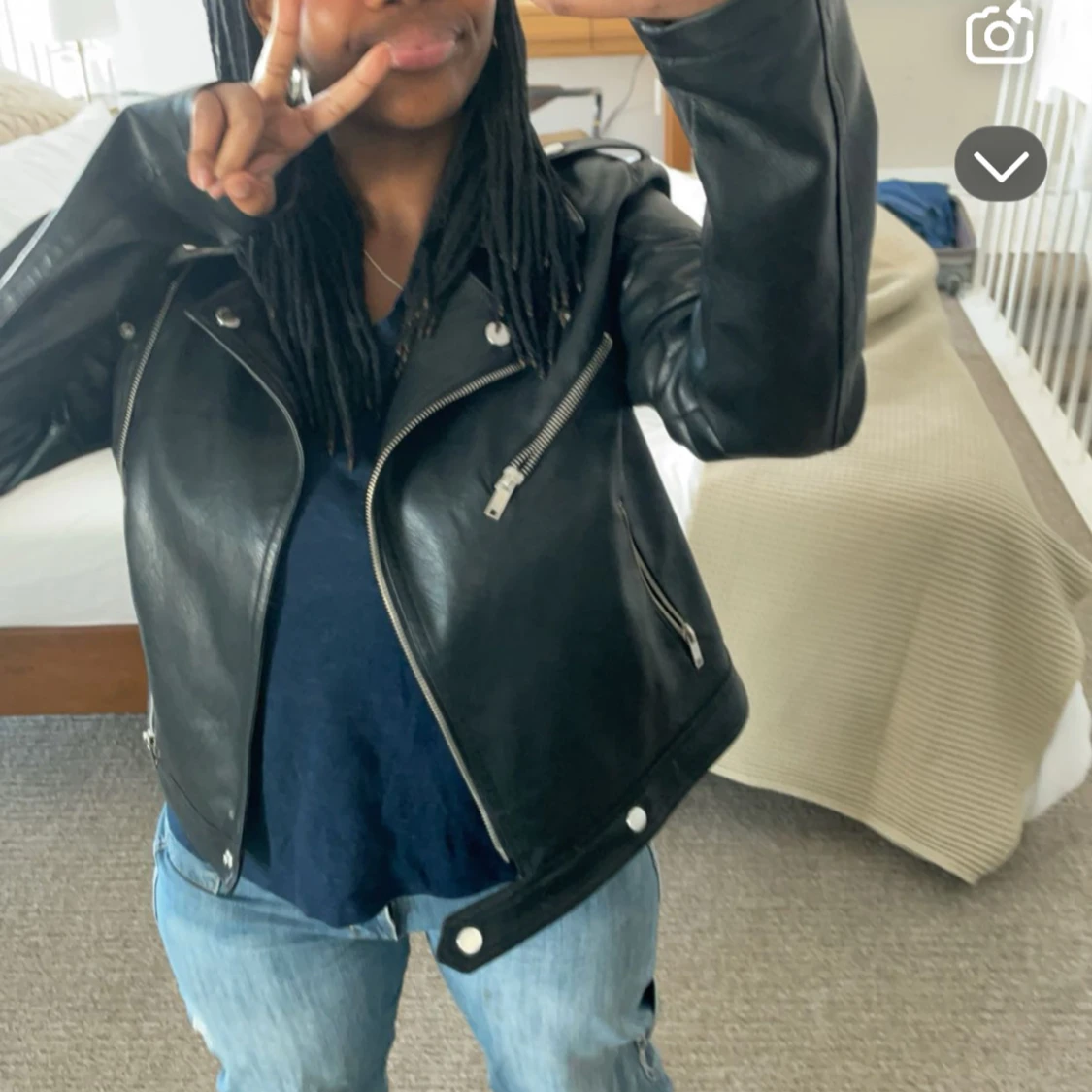 Svart skinnjacka med dragkedjor - 1