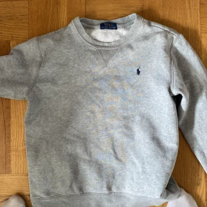 Grå sweatshirt från Polo Ralph Lauren - Klassisk grå sweatshirt från Polo Ralph Lauren med rund halsringning och broderad logga på bröstet. Tröjan har långa ärmar och ribbade muddar vid ärmslut och nederkant. Perfekt för en avslappnad stil.