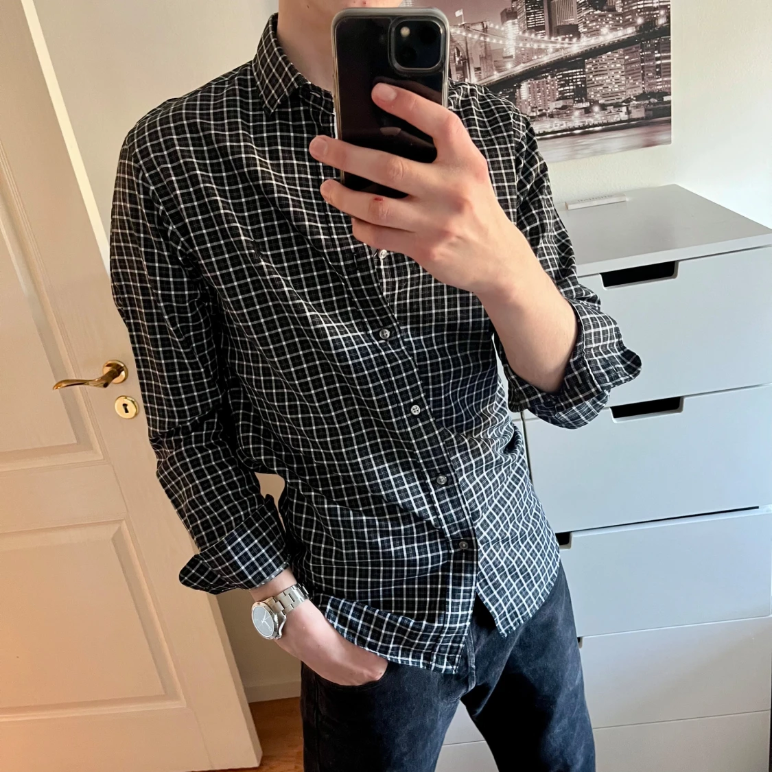 Ralph Lauren svartvit rutig skjorta