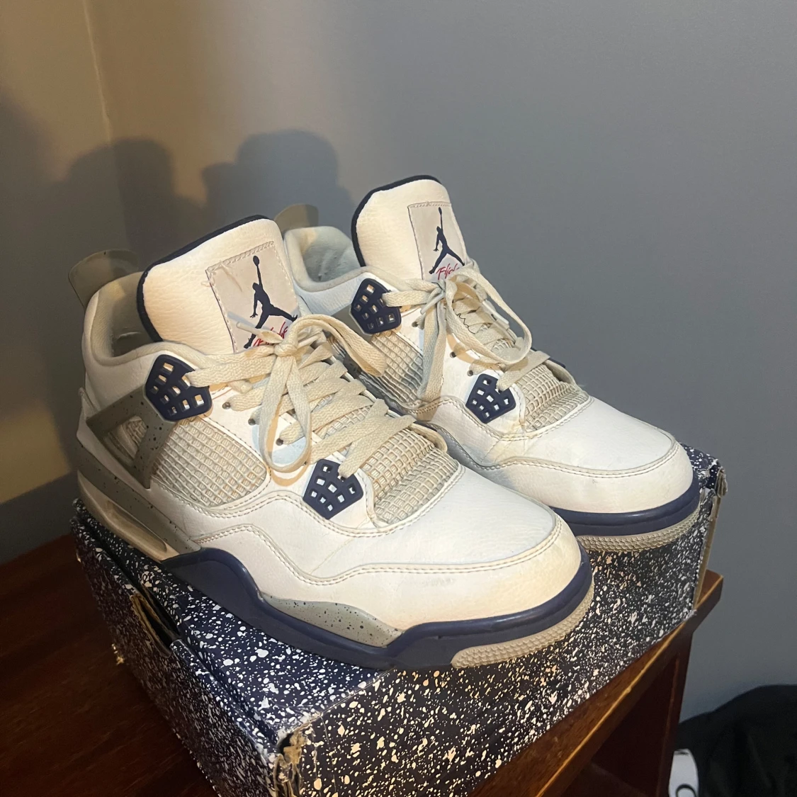 Nike Air Jordan 4 Retro Vit/Blå - 2