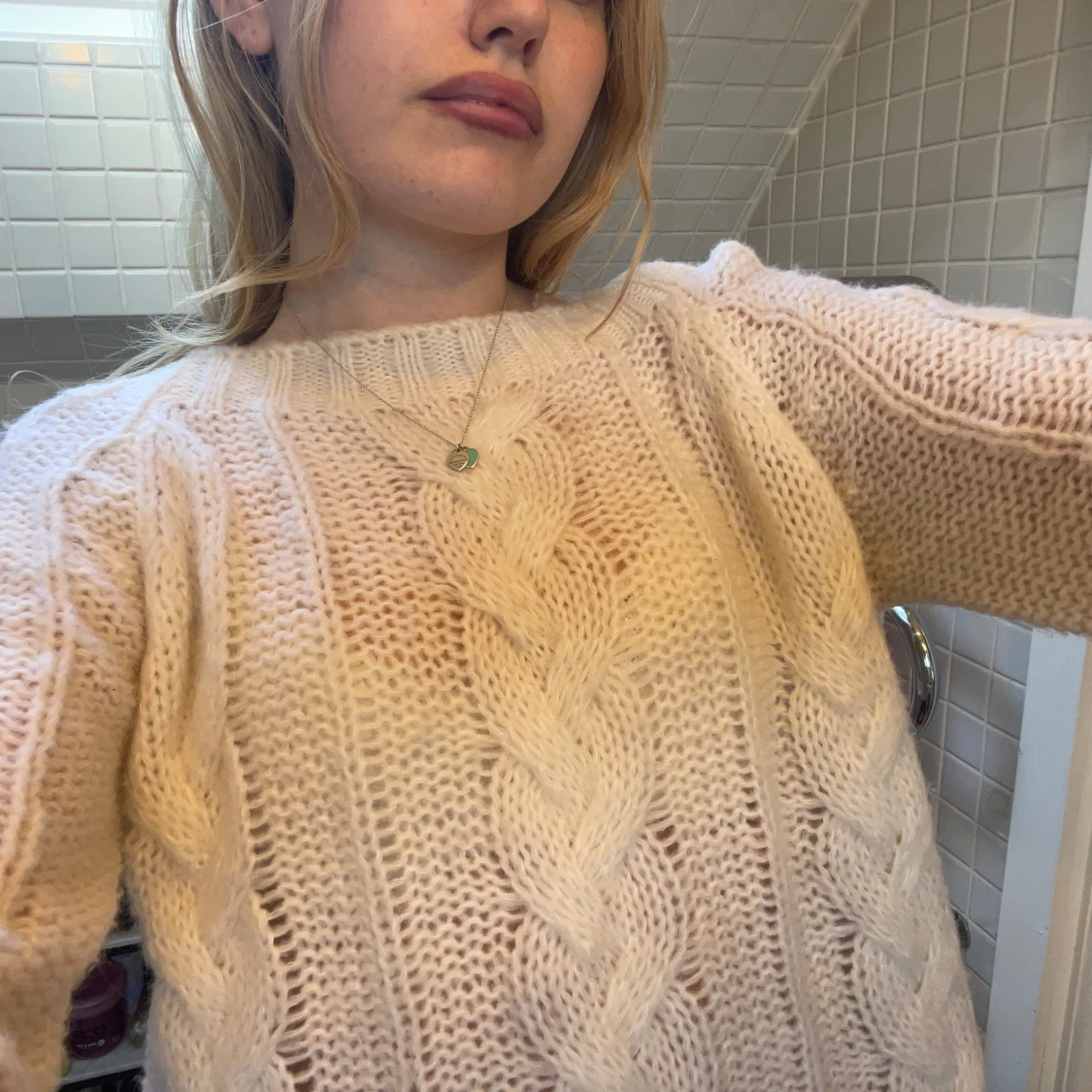 Vit  stickad kabeltröja🤍🍁 - 2